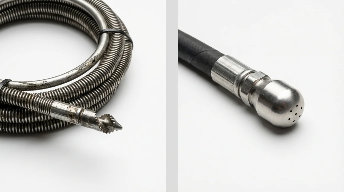 Drain snake cable and hydro jetting nozzle used for drain cleaning in Huntingdon, PA