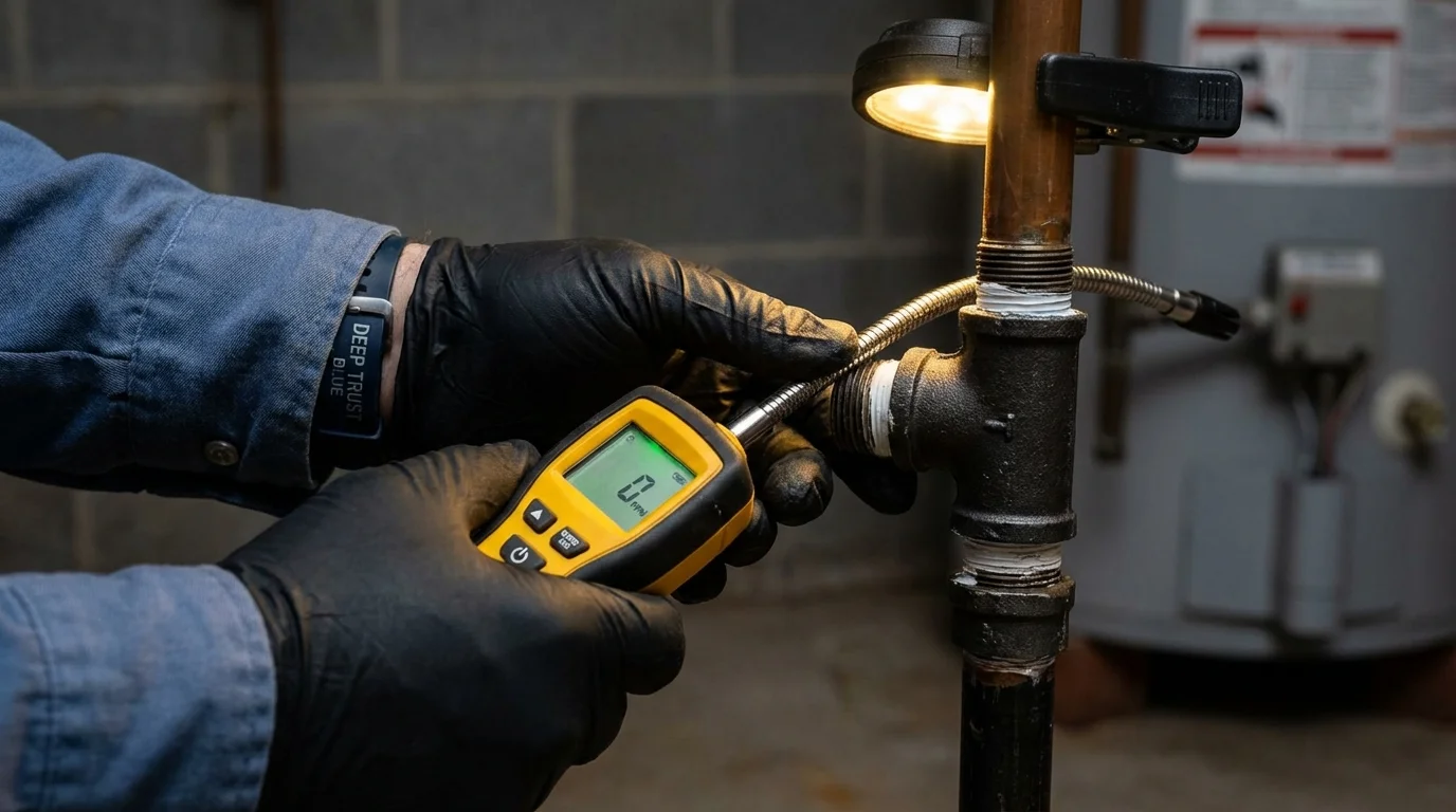 Gas leak detection with electronic sniffer by Johns Plumbing LLC in Huntingdon